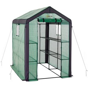 ogrow 2 tier 8 shelf large portable walk-in garden greenhouse in green