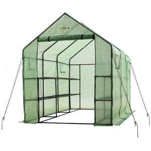 ogrow 2 tier 12 shelf walk-in 2 portable garden greenhouse with windows in green