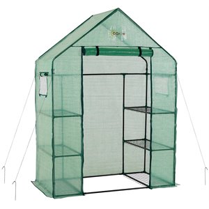 ogrow 3 tier 6 shelf deluxe walk-in portable greenhouse in green