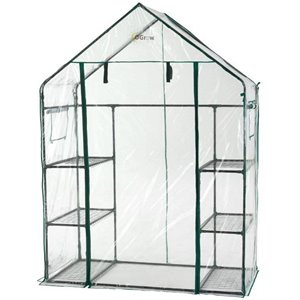 ogrow 3 tier 6 shelf deluxe plastic walk-in portable greenhouse in green