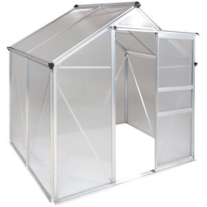 ogrow clear aluminium walk-in sliding door and roof vent greenhouse