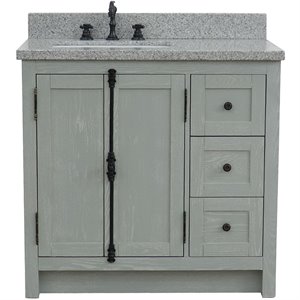 Plantation 37&quot Solid Wood Single Wooden Vanity  with Left Rectangle Sink in Ash