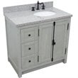 Plantation Solid Wood Vanity with Right Oval Sink in Gray Ash
