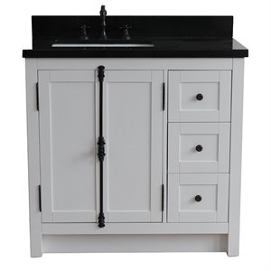 plantation solid wood vanity with left rectangle sink in ash/black