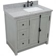 Plantation Solid Wood Vanity with Right Rectangle Sink in Gray Ash