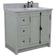 Plantation Solid Wood Vanity with Right Rectangle Sink in Gray Ash