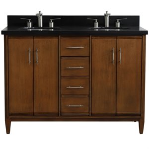 MCM 49&quot Double Oval Sink Solid Wood Vanity in Walnut/Black Galaxy