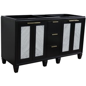 Trento 60&quot Modern Double Solid Wood Vanity in Blue (Cabinet Only)