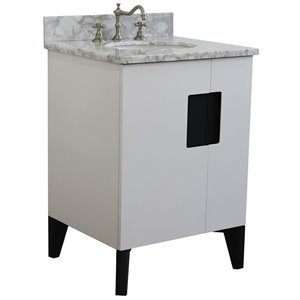 Kolb 25&quot Oval Sink Vanity with White Carrara Marble Stone in White