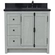 Plantation Solid Wood Vanity with Right Rectangle Sink in Ash/Black