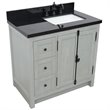 Plantation Solid Wood Vanity with Right Rectangle Sink in Ash/Black