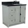 Plantation Solid Wood Vanity with Right Rectangle Sink in Ash/Black