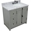 Plantation Solid Wood Vanity with Right Rectangle Sink in Ash/White