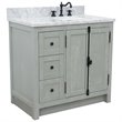 Plantation Solid Wood Vanity with Right Rectangle Sink in Ash/White