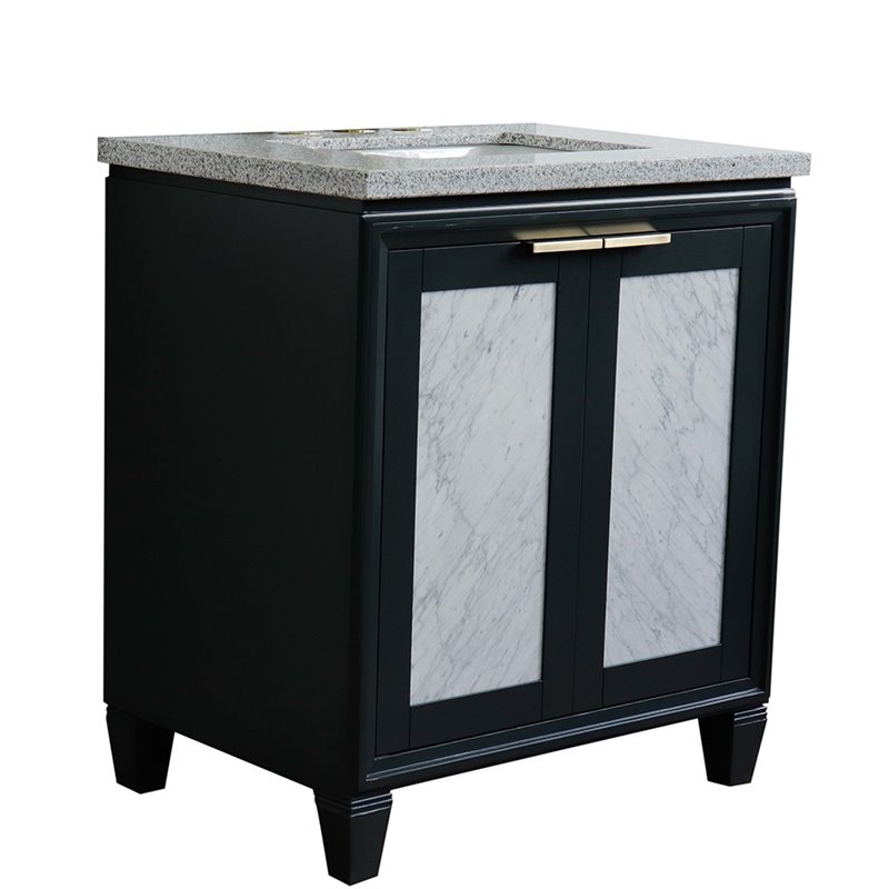 Trento Single Rectangle Sink Vanity in Dark Gray/Gray Granite Stone