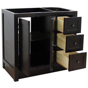 Plantation 36&quot Single Solid Wood Vanity with Left Doors in Brown Ash