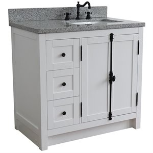 Plantation 37&quot Solid Wood Vanity with Right Rectangle Sink in Ash/Gray