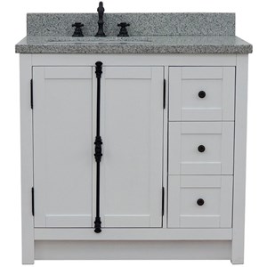 Plantation 37&quot Solid Wood Vanity with Left Rectangle Sink in Ash/Gray