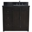 Plantation Solid Wood Vanity with Right Rectangle Sink in Brown/Black