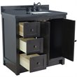 Plantation Solid Wood Vanity with Right Rectangle Sink in Brown/Black