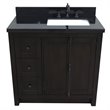Plantation Solid Wood Vanity with Right Rectangle Sink in Brown/Black
