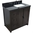 Plantation Solid Wood Vanity with Right Rectangle Sink in Brown/Black