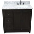 Plantation Solid Wood Vanity with Right Rectangle Sink in White/Brown