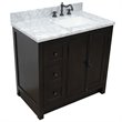 Plantation Solid Wood Vanity with Right Rectangle Sink in White/Brown