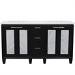 Trento Double Rectangle Sink Solid Wood Vanity in Blue/White Quartz Stone