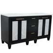 Trento Double Rectangle Sink Solid Wood Vanity in Blue/White Quartz Stone