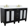 Trento Double Rectangle Sink Solid Wood Vanity in Blue/White Quartz Stone