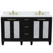Trento Double Rectangle Sink Solid Wood Vanity in Blue/White Quartz Stone