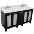 Trento Double Rectangle Sink Solid Wood Vanity in Blue/White Quartz Stone