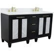 Trento Double Rectangle Sink Solid Wood Vanity in Blue/White Quartz Stone