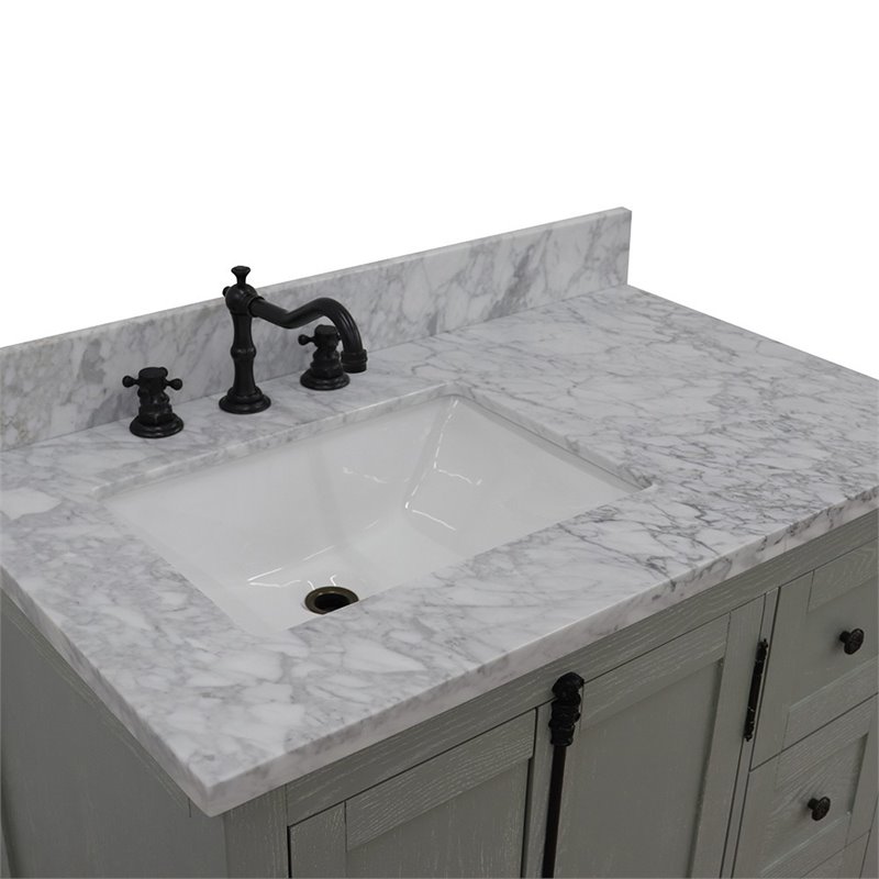 Plantation Solid Wood Single Wooden Vanity  with Left Rectangle Sink in Gray Ash