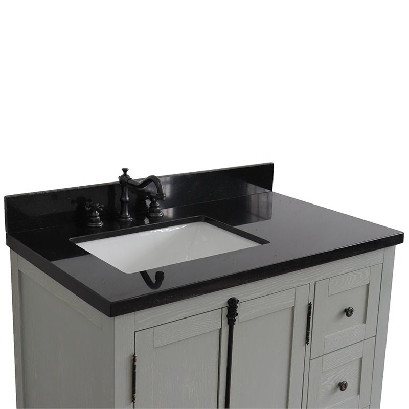 Plantation Solid Wood Single Vanity with Left Rectangle Sink in Ash/Black