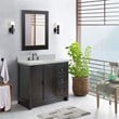 Plantation Solid Wood Single Vanity with Left Rectangle Sink in Brown/Gray