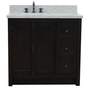 Plantation Solid Wood Single Vanity with Left Rectangle Sink in Brown/Gray