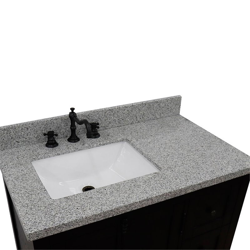 Plantation Solid Wood Single Vanity with Left Rectangle Sink in Brown/Gray