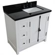Plantation Solid Wood Single Vanity with Right Rectangle Sink in Ash/Black