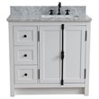 Plantation Solid Wood Single Vanity with Right Rectangle Sink in White/Ash