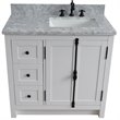 Plantation Solid Wood Single Vanity with Right Rectangle Sink in White/Ash
