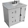 Plantation Solid Wood Single Vanity with Right Rectangle Sink in White/Ash
