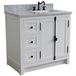 Plantation Solid Wood Single Vanity with Right Rectangle Sink in White/Ash