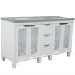 Trento Double Rectangle Sink Solid Wood Vanity in White/Gray Granite Stone