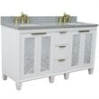 Trento Double Rectangle Sink Solid Wood Vanity in White/Gray Granite Stone