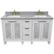 Trento Double Rectangle Sink Solid Wood Vanity in White/Gray Granite Stone