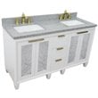 Trento Double Rectangle Sink Solid Wood Vanity in White/Gray Granite Stone