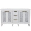 Trento Double Rectangle Sink Solid Wood Vanity in White/White Quartz Stone