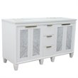 Trento Double Rectangle Sink Solid Wood Vanity in White/White Quartz Stone